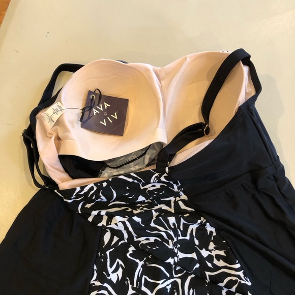 NWT AVA & VIV Women’s Swimsuit Bathing Suit Tankini Top 22W 3X - Picture 6 of 9